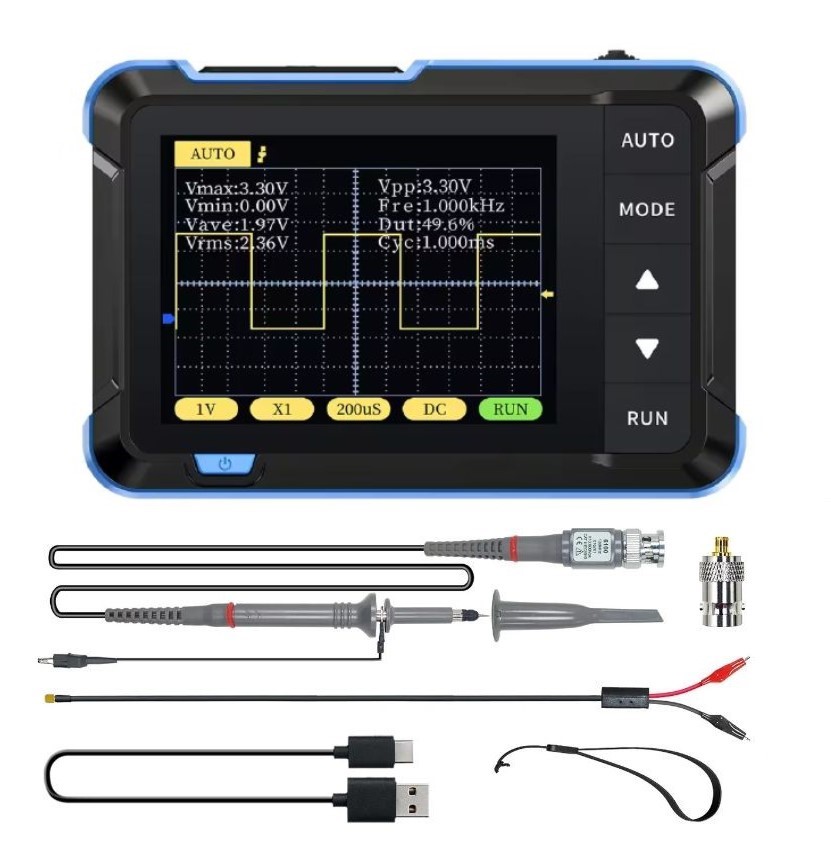 FNIRSI DSO152 Mini Handheld Oscilloscope with accessories